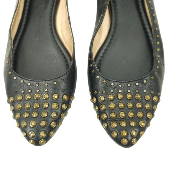 Frye Regina Ballet Flats Studded Black Leather READ Size 7.5 Slip On Pointed Toe - Picture 3 of 13